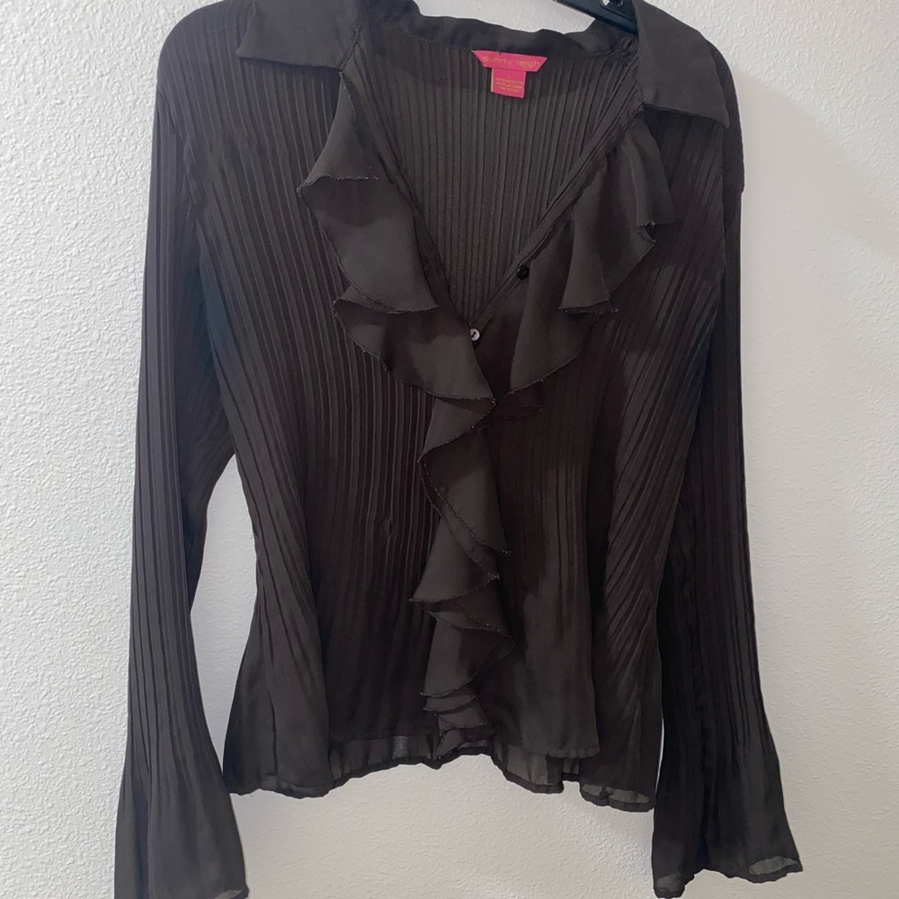 To die for brown fairy sheer ruffle top
